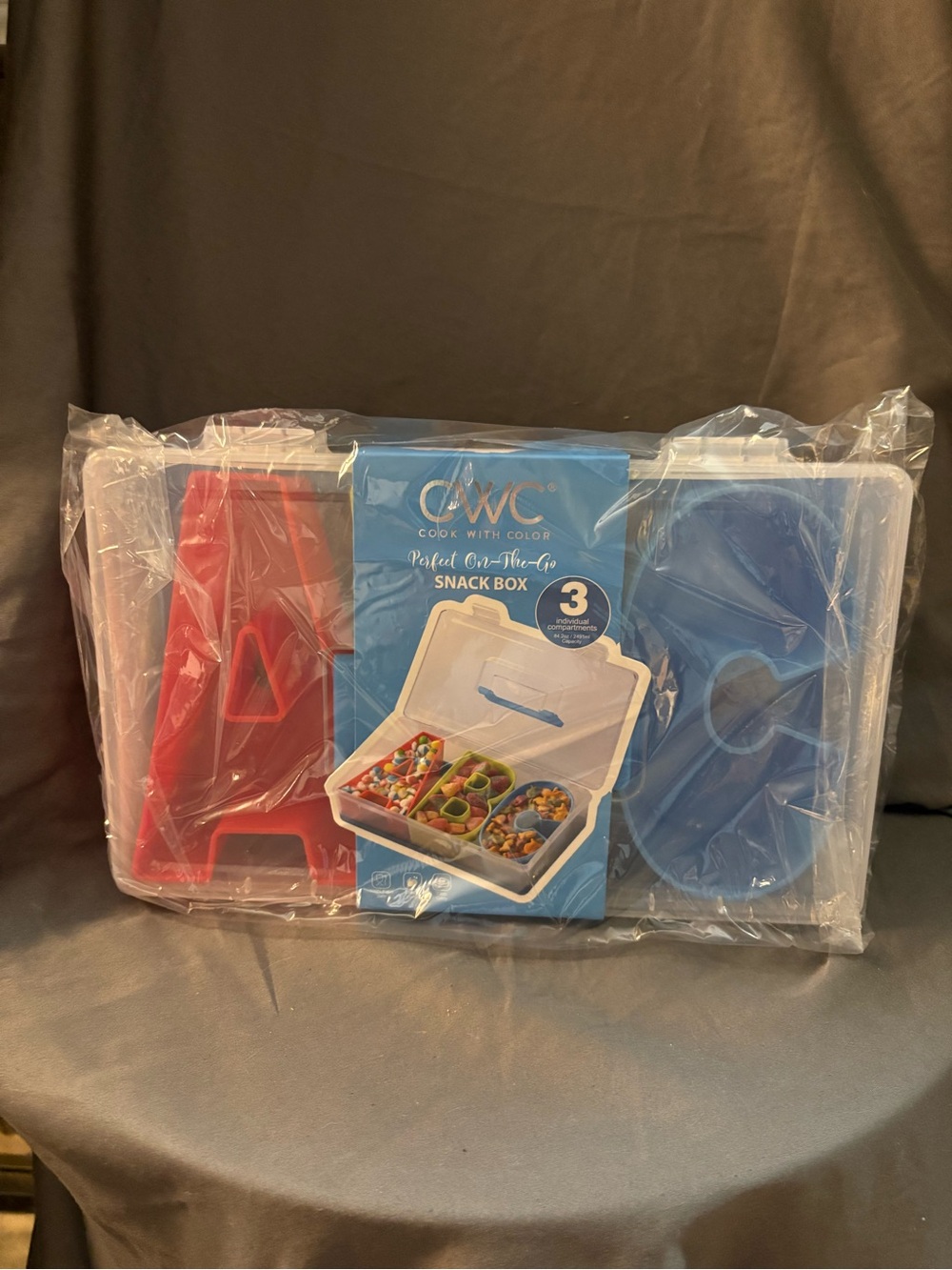 Cook With Color Red & Blue Snack Box Organizer NWT sku HW11